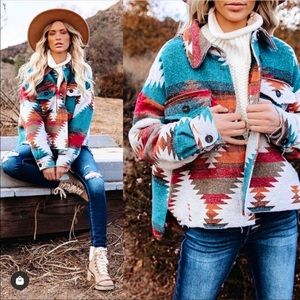 Vici Zion Aztec Distressed Shacket